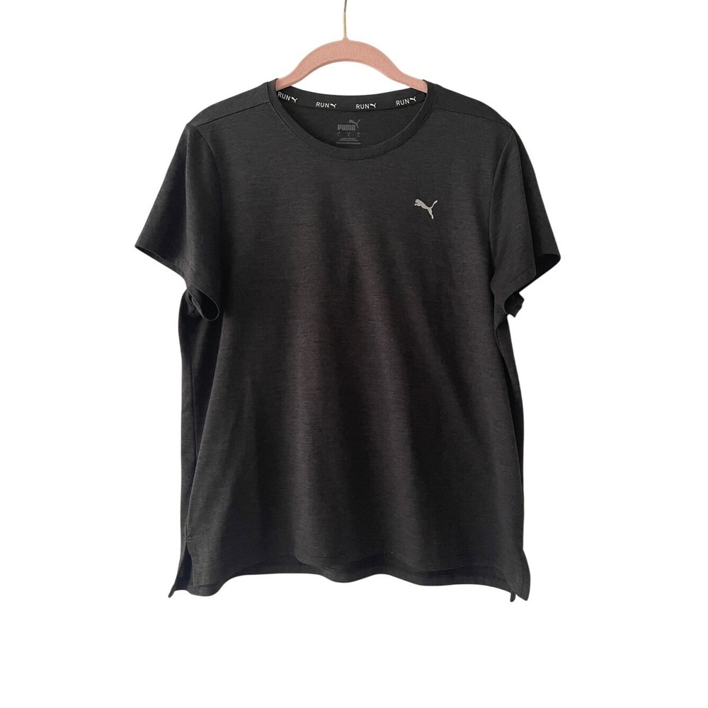 Puma Run Black Heathered T Shirt Large